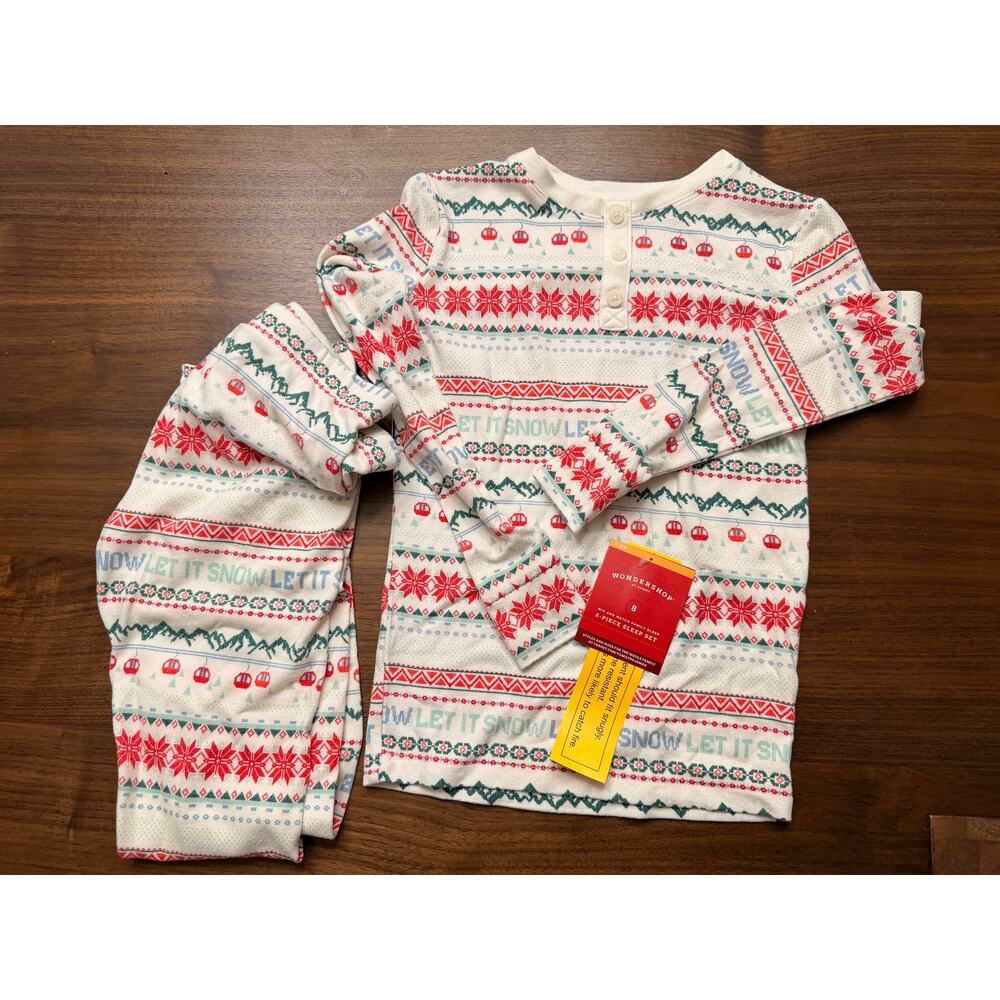 Kids Let It Snow Fair Isle Cozy Pajama Set Wondershop Size 8 Kids